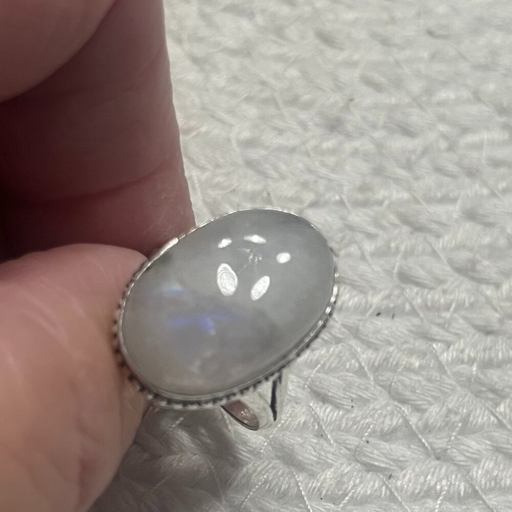 Sterling Silver Moonstone Oval Ring in White